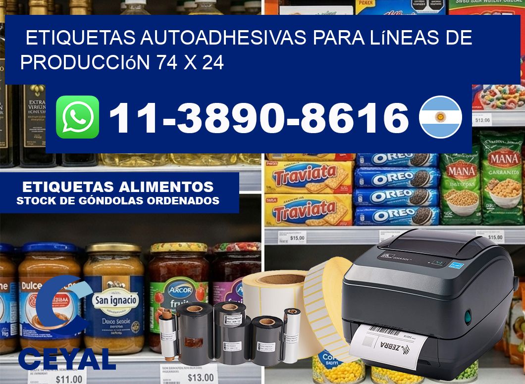 Etiquetas autoadhesivas para líneas de producción 74 x 24