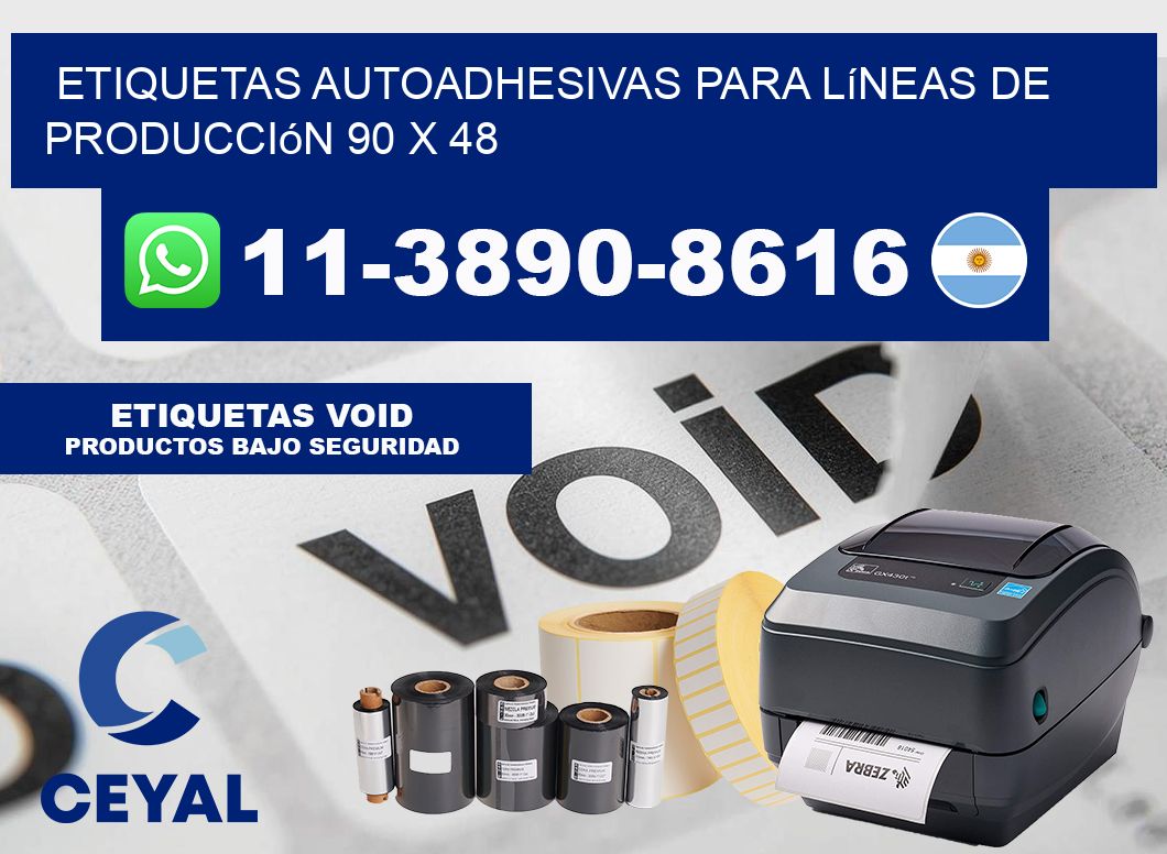 Etiquetas autoadhesivas para líneas de producción 90 x 48