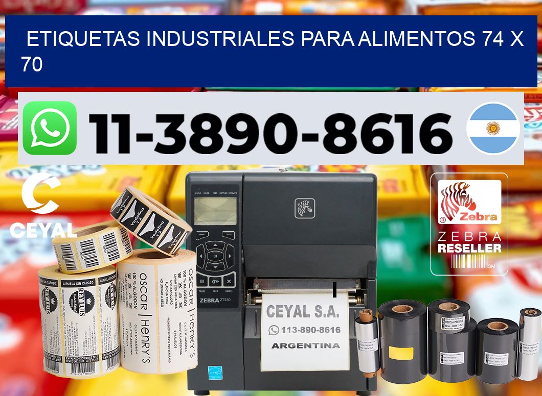 Etiquetas industriales para alimentos 74 x 70