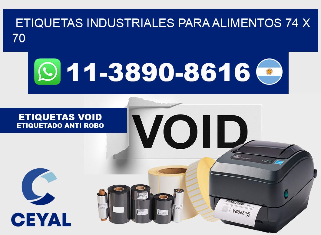 Etiquetas industriales para alimentos 74 x 70