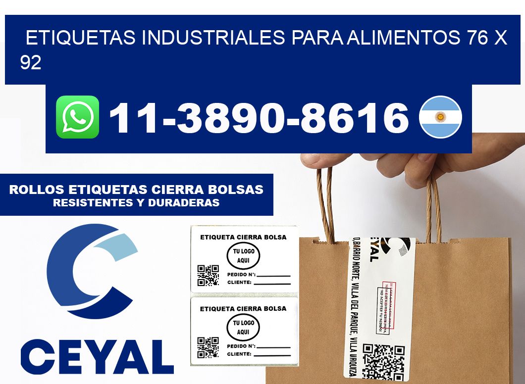 Etiquetas industriales para alimentos 76 x 92