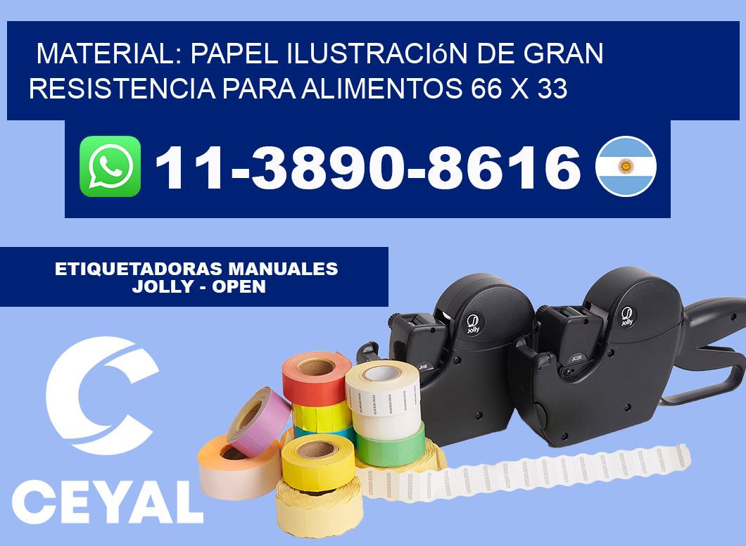 Material: papel ilustración de gran resistencia para alimentos 66 x 33