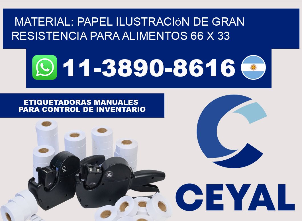 Material: papel ilustración de gran resistencia para alimentos 66 x 33
