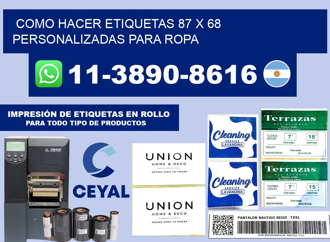 como hacer etiquetas 87 x 68 personalizadas para ropa