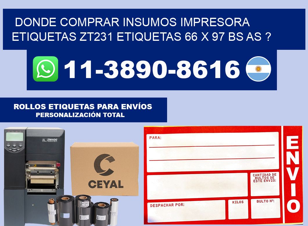 donde comprar insumos impresora etiquetas zt231 etiquetas 66 x 97 BS AS ?
