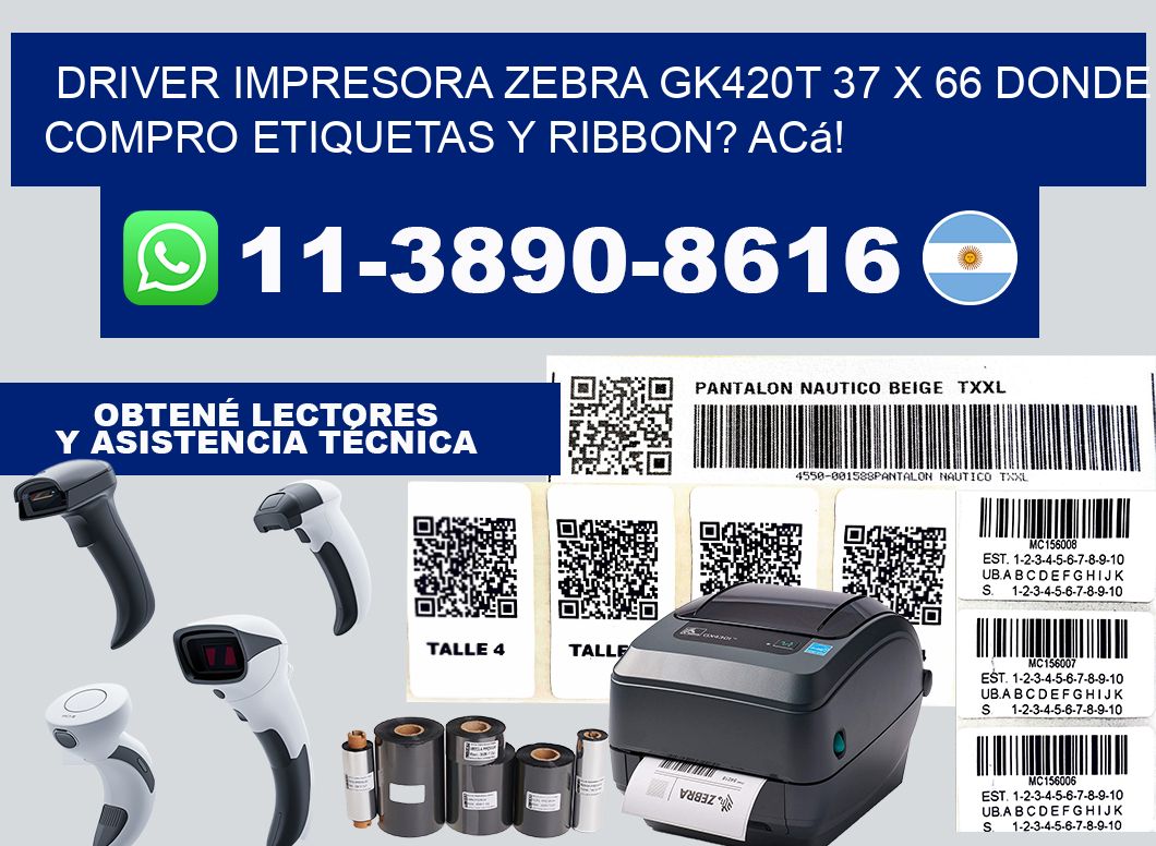 driver impresora zebra gk420t 37 x 66 Donde compro etiquetas y ribbon? Acá!