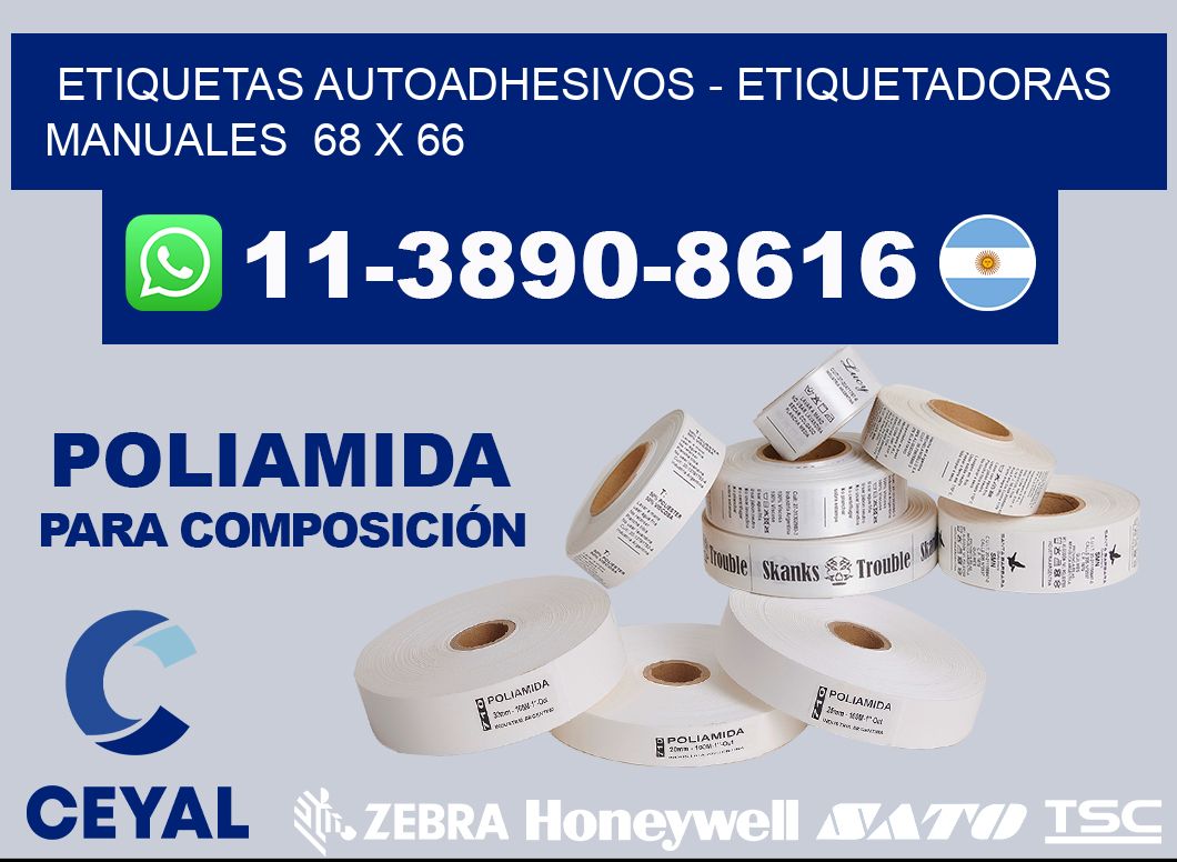 etiquetas autoadhesivos - Etiquetadoras Manuales  68 x 66
