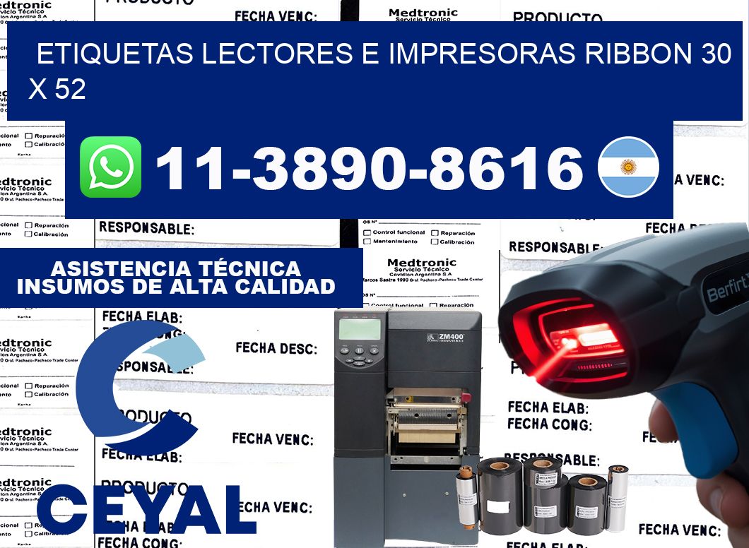 etiquetas lectores e impresoras ribbon 30 x 52