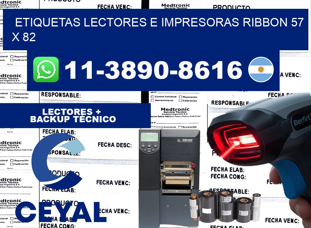 etiquetas lectores e impresoras ribbon 57 x 82
