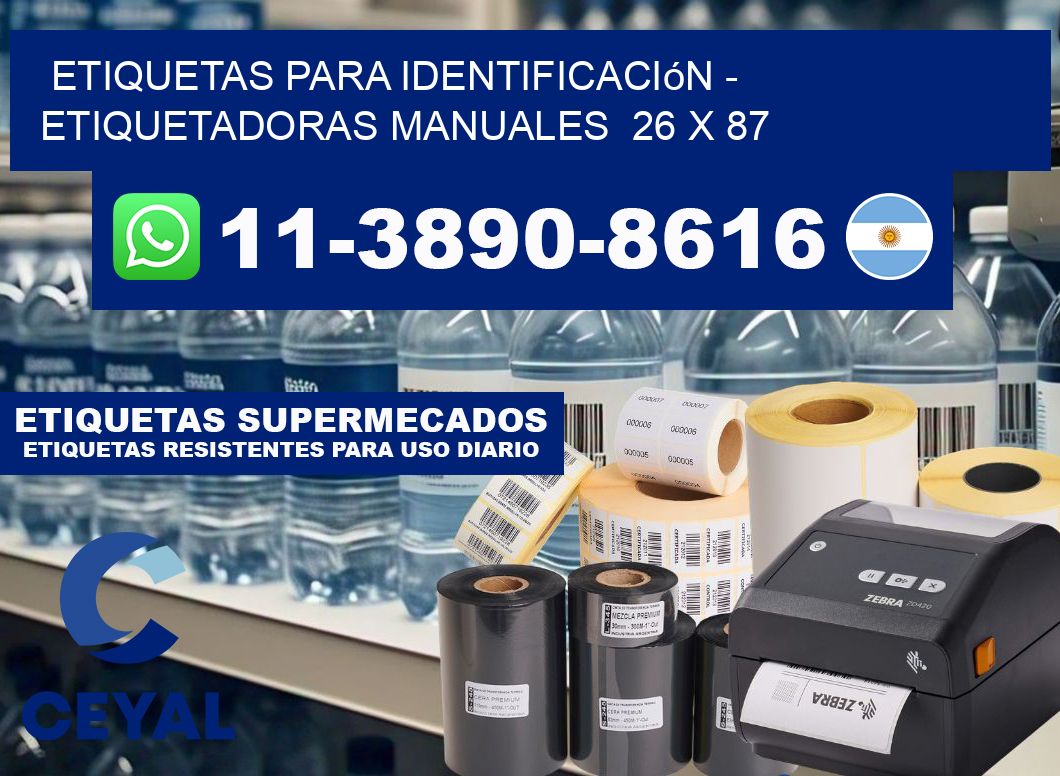 etiquetas para identificación - Etiquetadoras Manuales  26 x 87