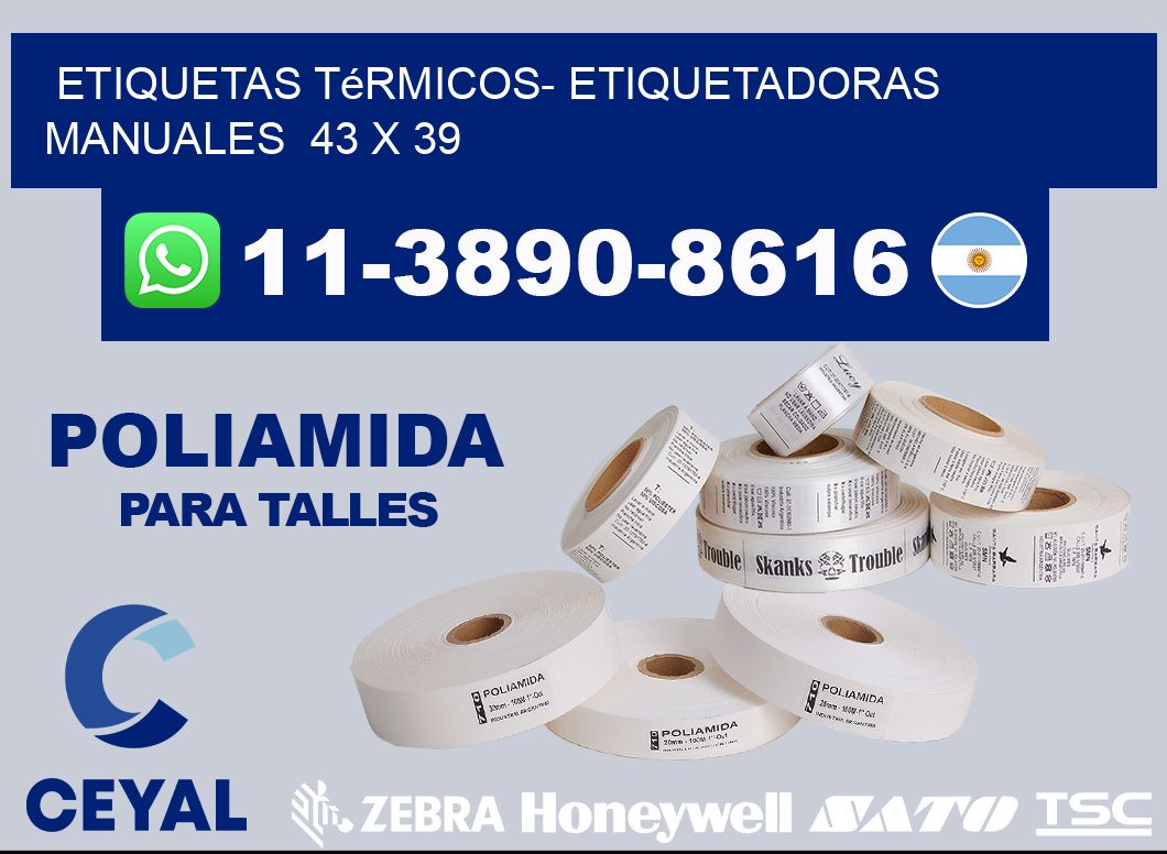 etiquetas térmicos- Etiquetadoras Manuales  43 x 39