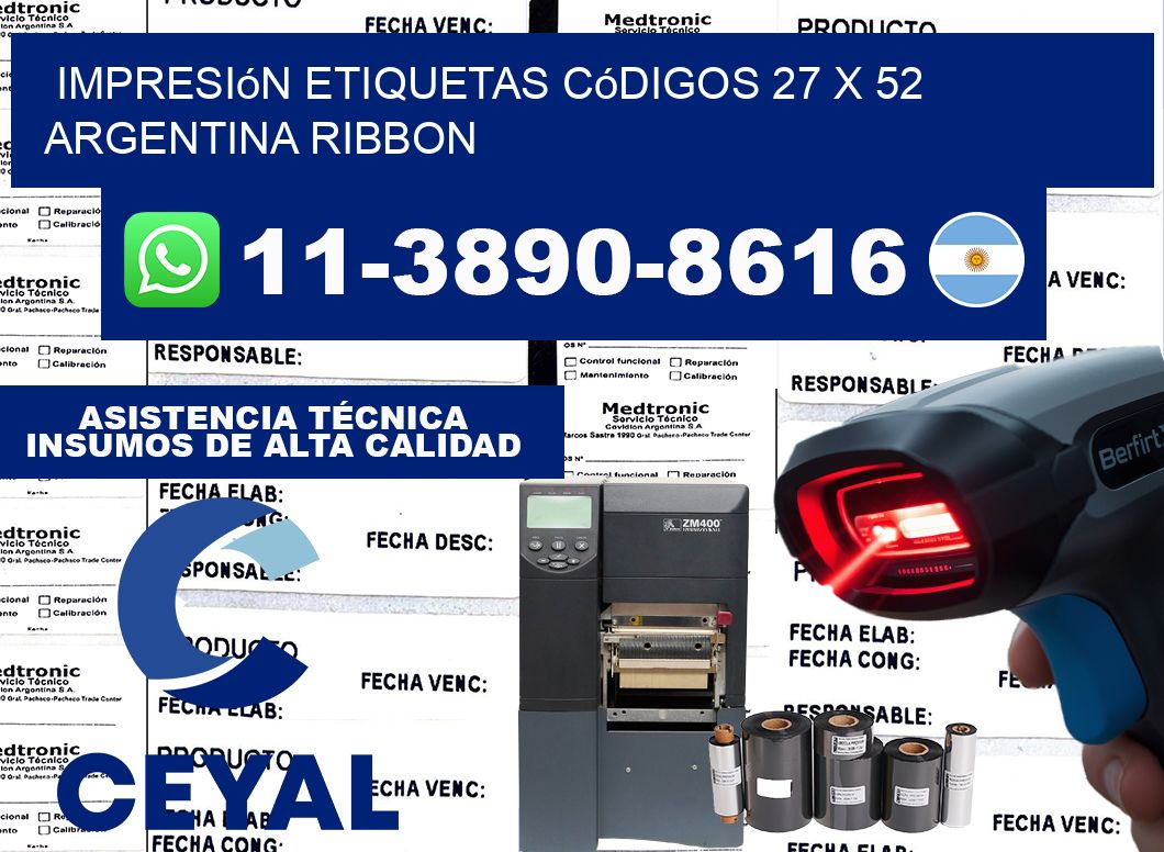impresión etiquetas códigos 27 x 52 argentina ribbon