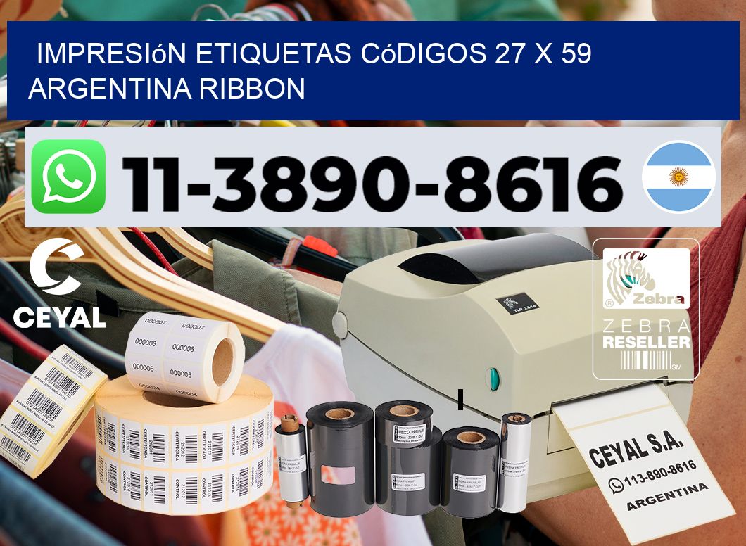 impresión etiquetas códigos 27 x 59 argentina ribbon