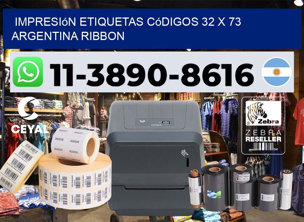 impresión etiquetas códigos 32 x 73 argentina ribbon