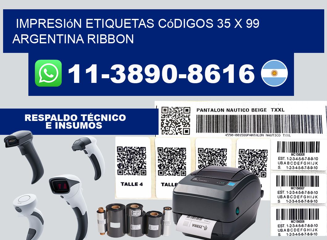 impresión etiquetas códigos 35 x 99 argentina ribbon