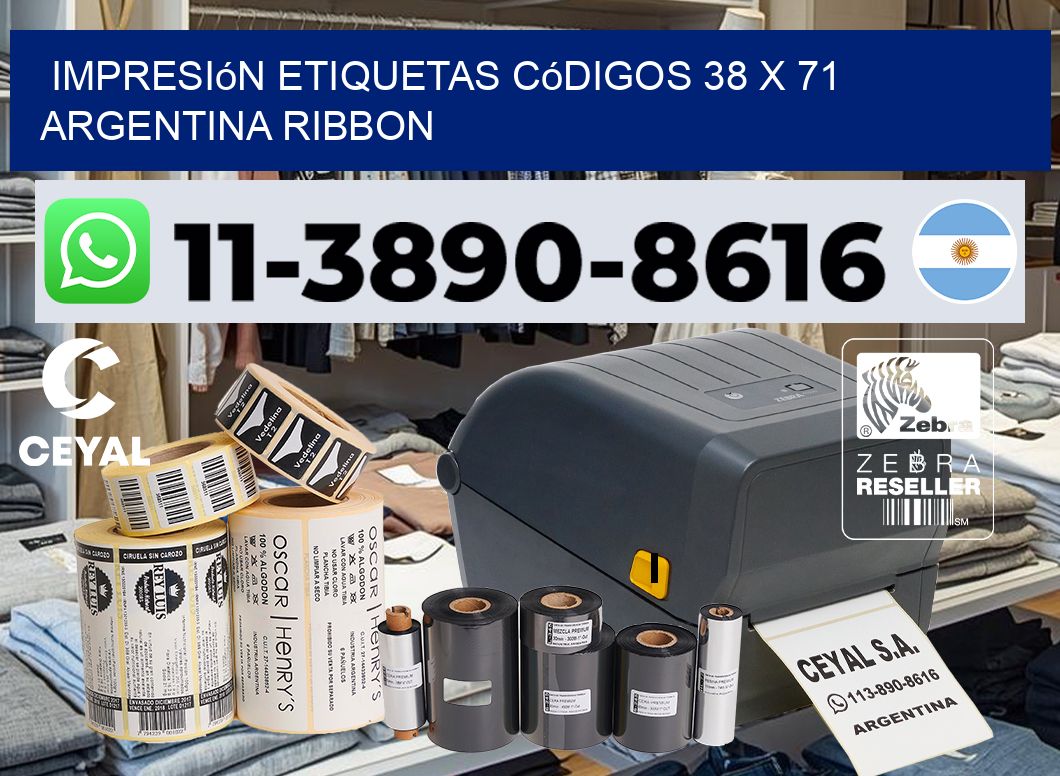 impresión etiquetas códigos 38 x 71 argentina ribbon