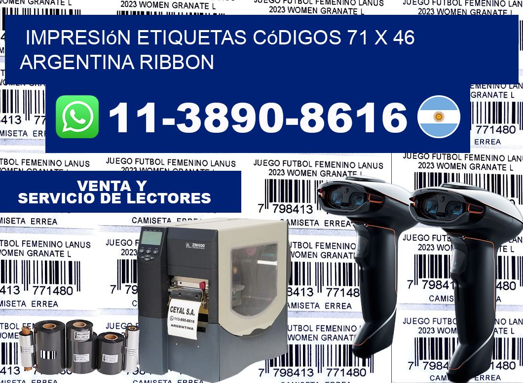 impresión etiquetas códigos 71 x 46 argentina ribbon