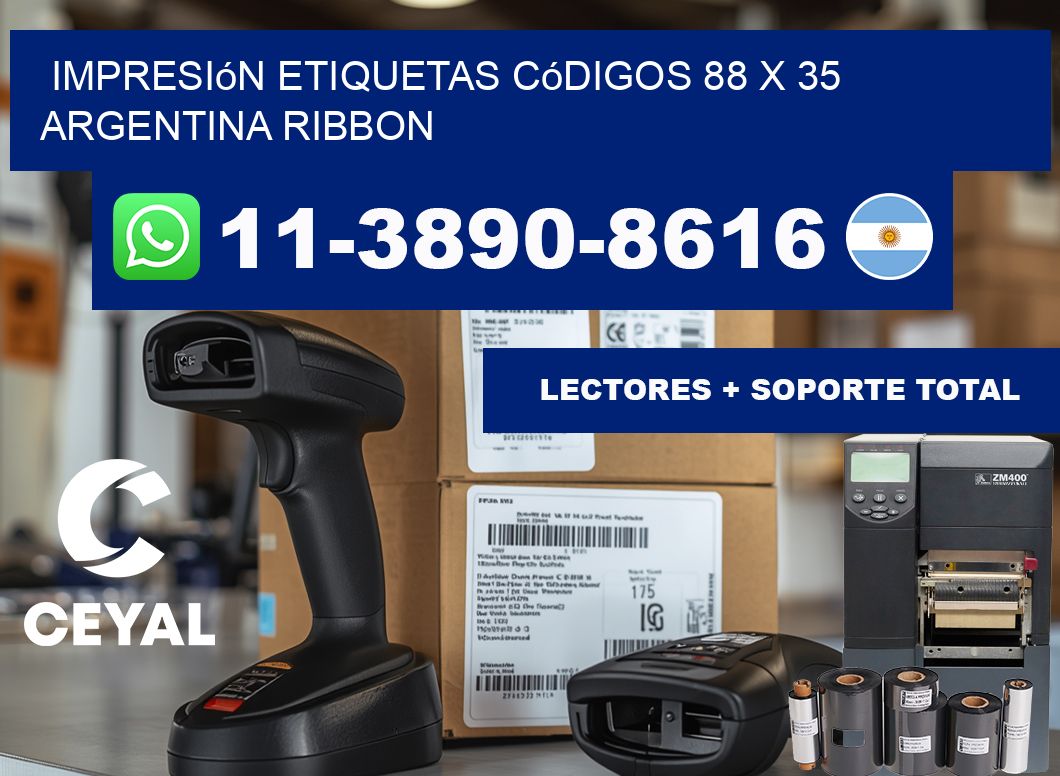impresión etiquetas códigos 88 x 35 argentina ribbon