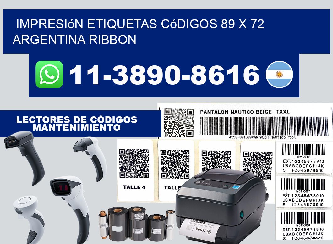 impresión etiquetas códigos 89 x 72 argentina ribbon