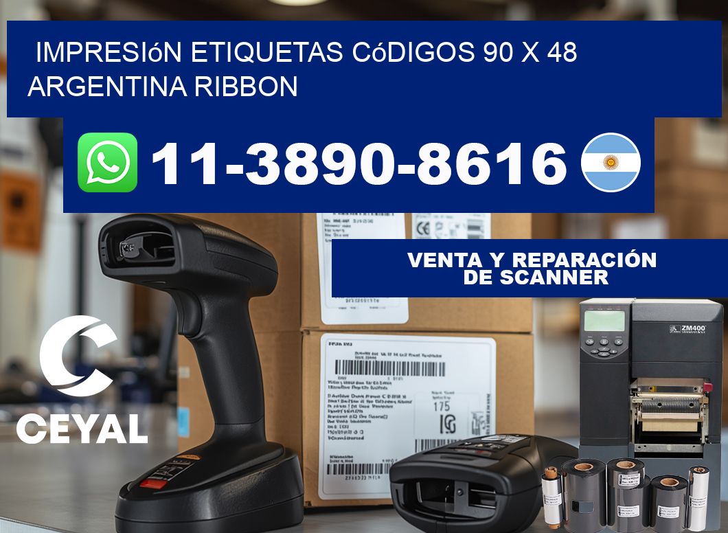 impresión etiquetas códigos 90 x 48 argentina ribbon