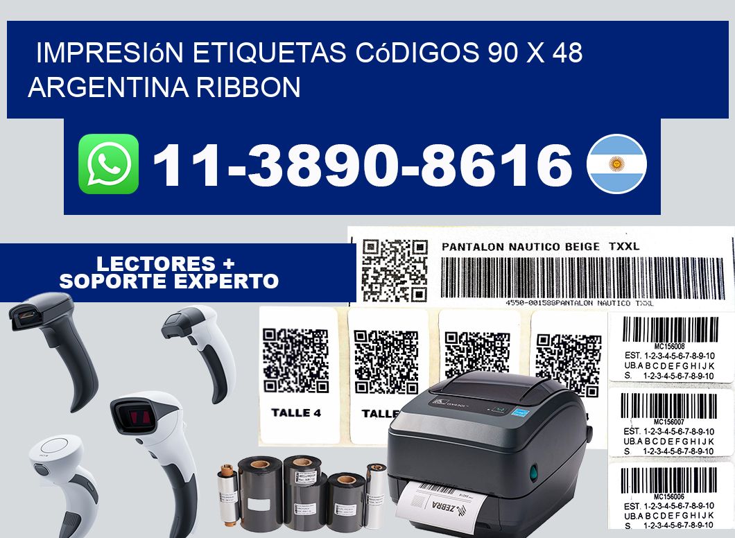 impresión etiquetas códigos 90 x 48 argentina ribbon