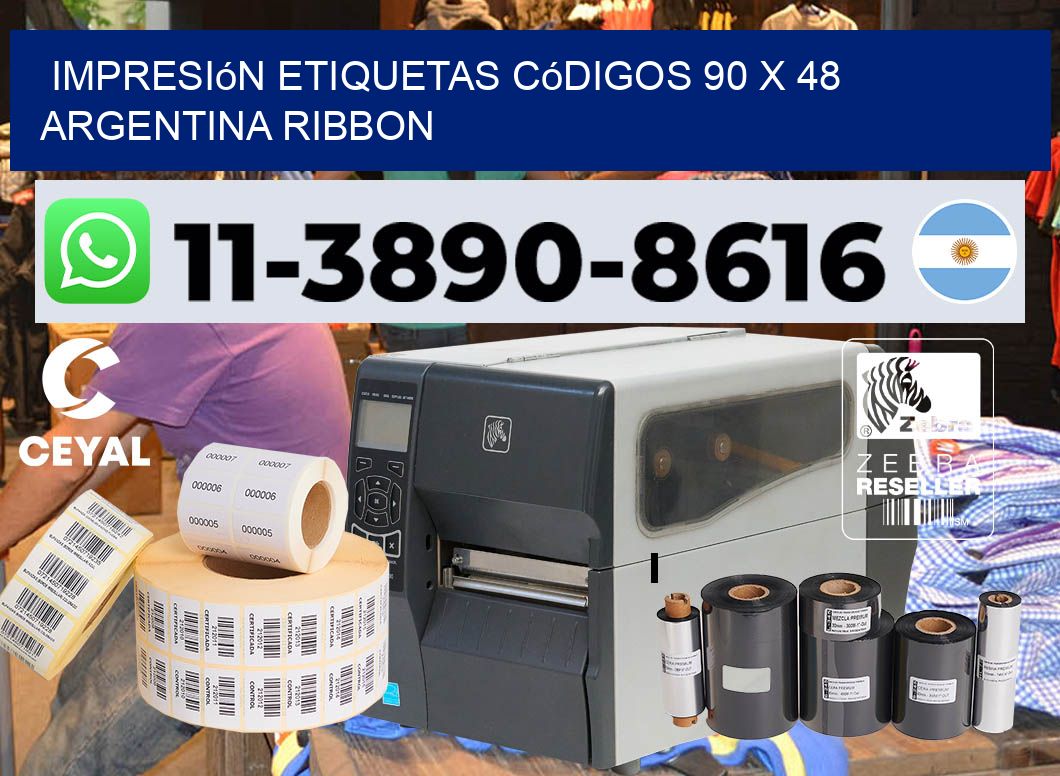 impresión etiquetas códigos 90 x 48 argentina ribbon