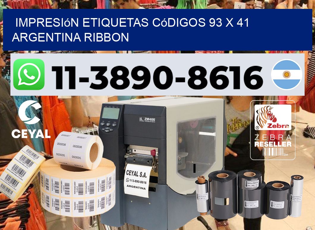 impresión etiquetas códigos 93 x 41 argentina ribbon