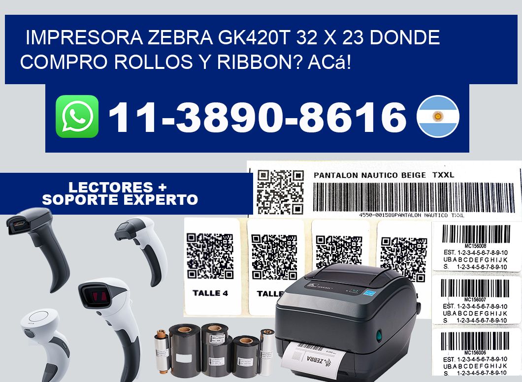 impresora zebra gk420t 32 x 23 Donde compro rollos y ribbon? Acá!