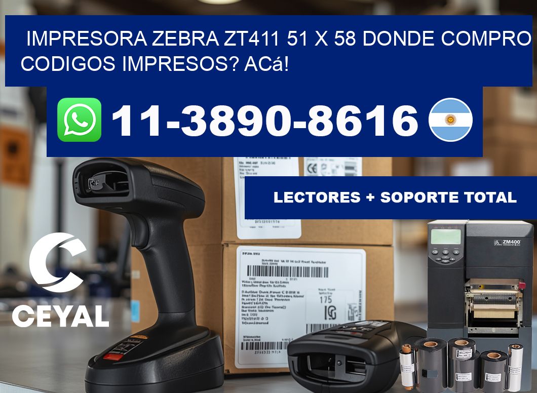 impresora zebra zt411 51 x 58 Donde compro codigos impresos? Acá!