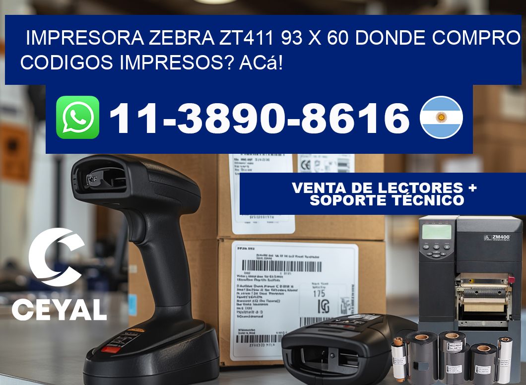 impresora zebra zt411 93 x 60 Donde compro codigos impresos? Acá!
