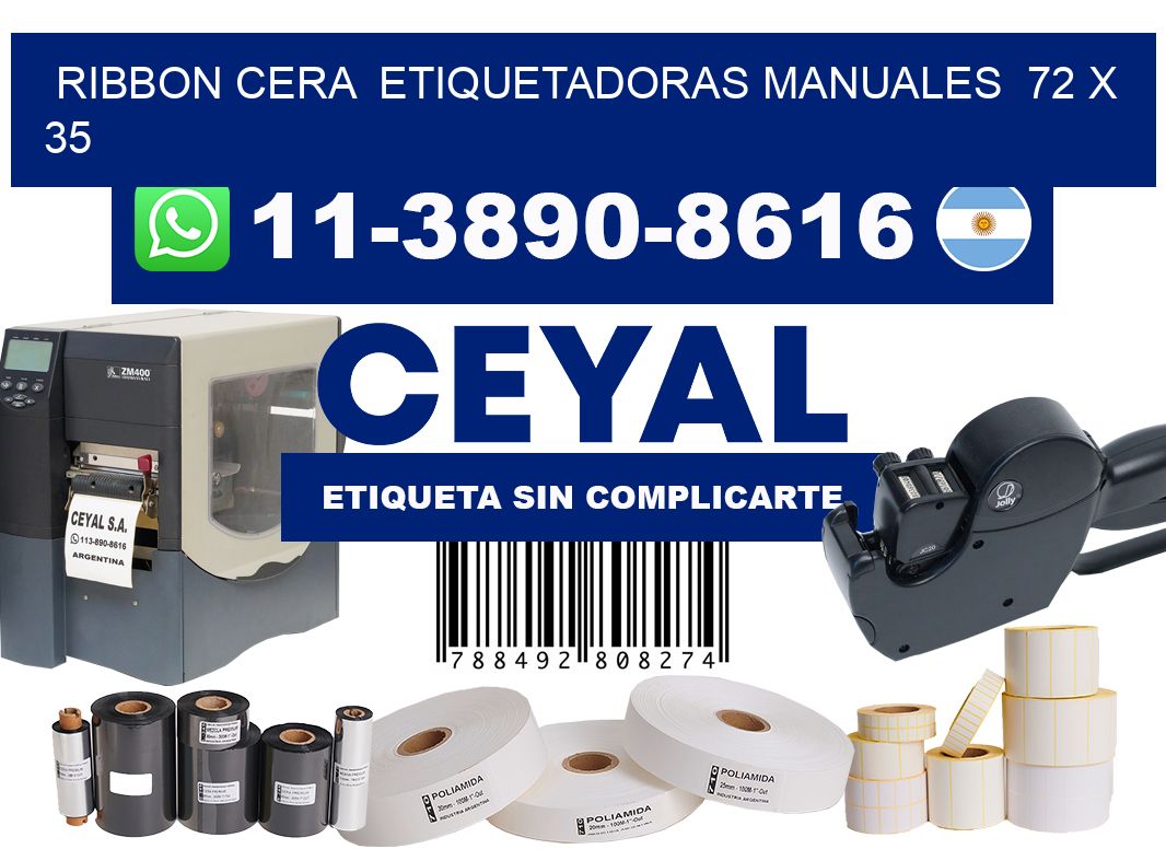 ribbon cera  Etiquetadoras Manuales  72 x 35