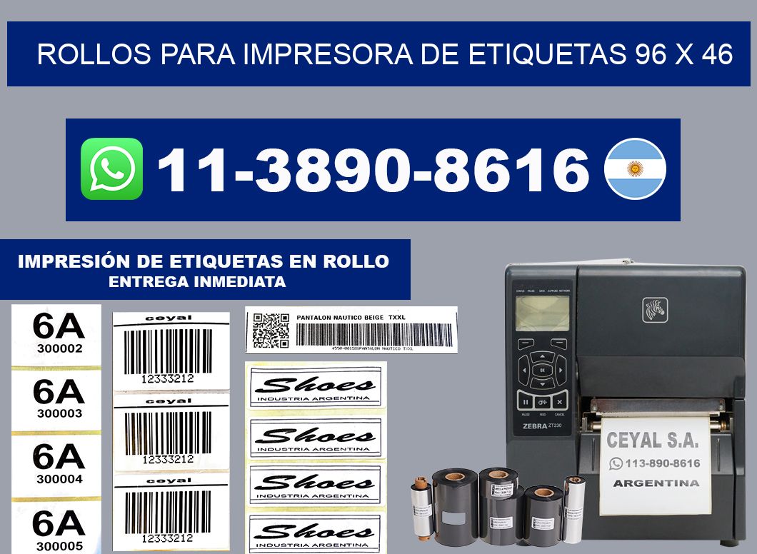 rollos para impresora de etiquetas 96 x 46