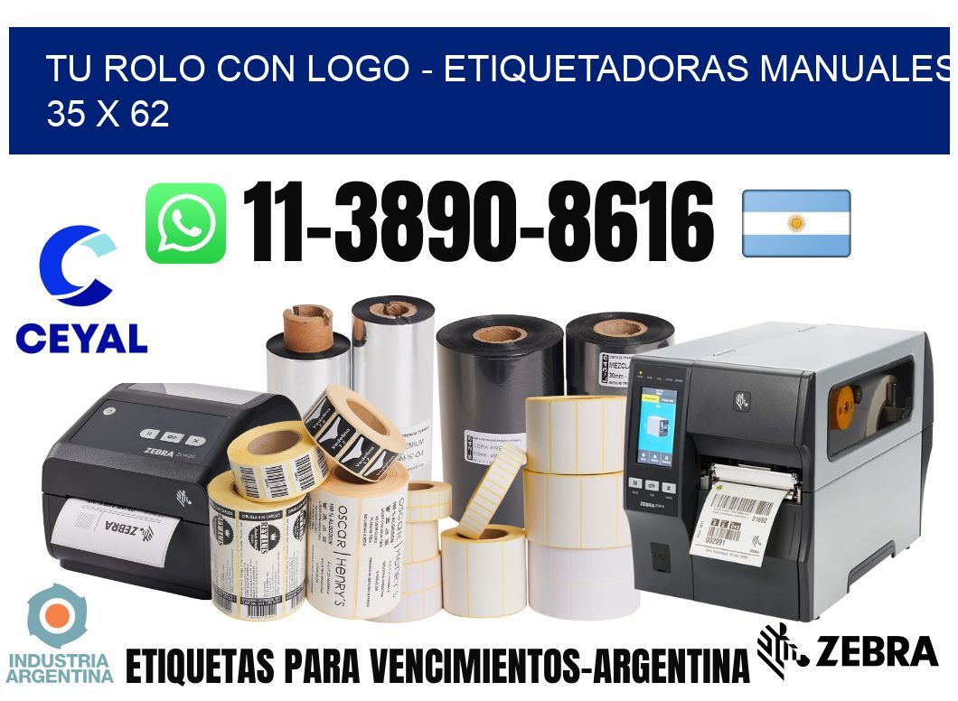 tu rolo con logo - Etiquetadoras Manuales  35 x 62