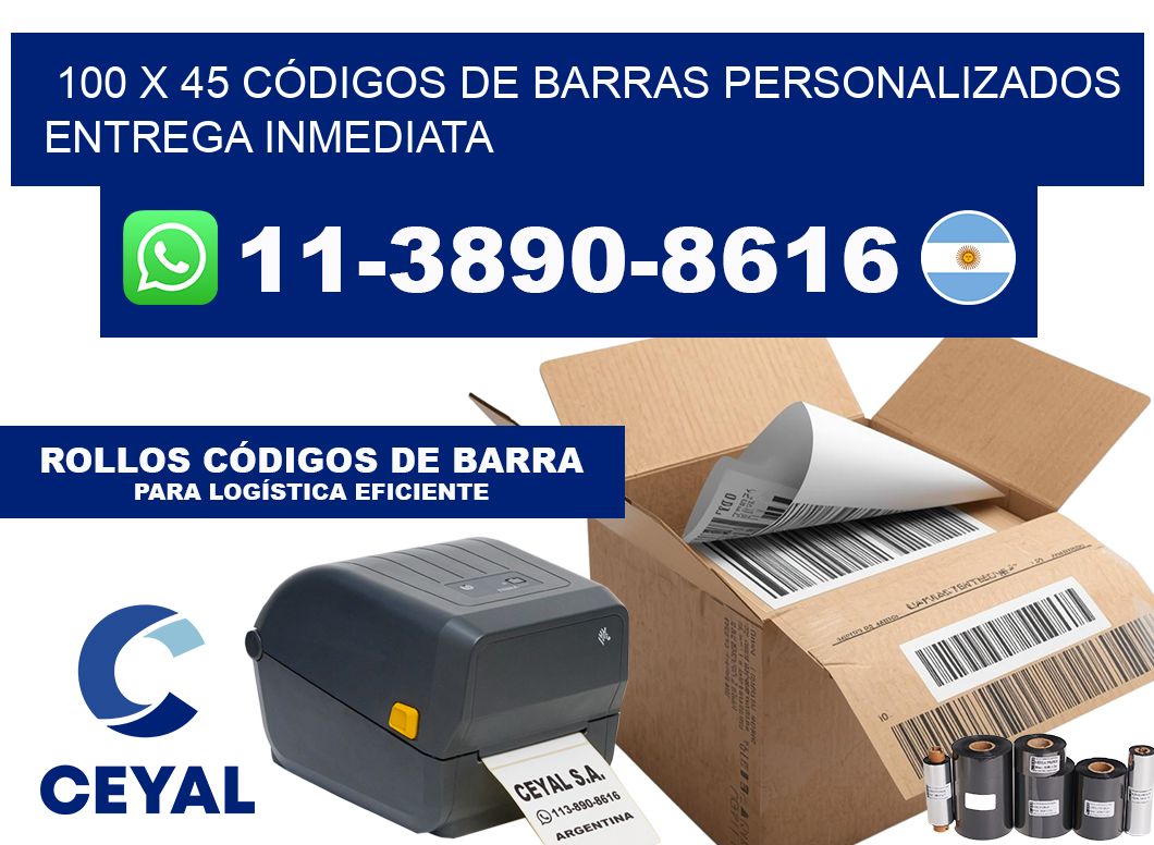 100 x 45 CÓDIGOS DE BARRAS PERSONALIZADOS ENTREGA INMEDIATA