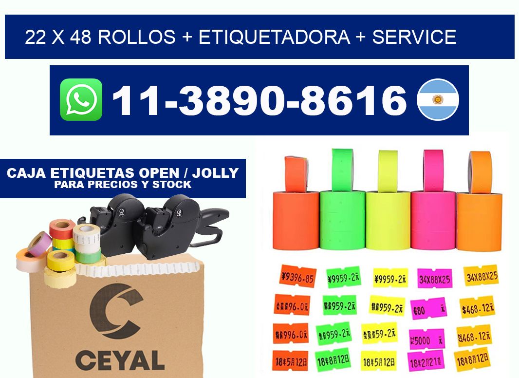 22 x 48 rollos + etiquetadora + service