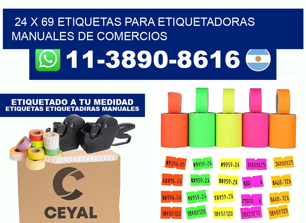 24 x 69 etiquetas para etiquetadoras manuales de comercios
