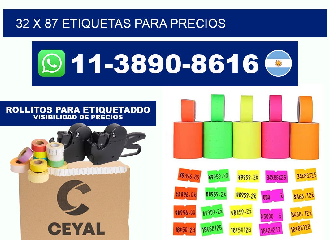 32 x 87 etiquetas para precios