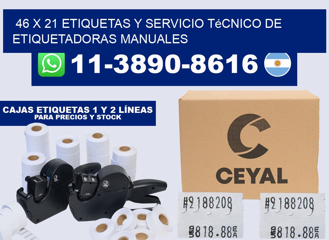 46 x 21 etiquetas y servicio técnico de etiquetadoras manuales