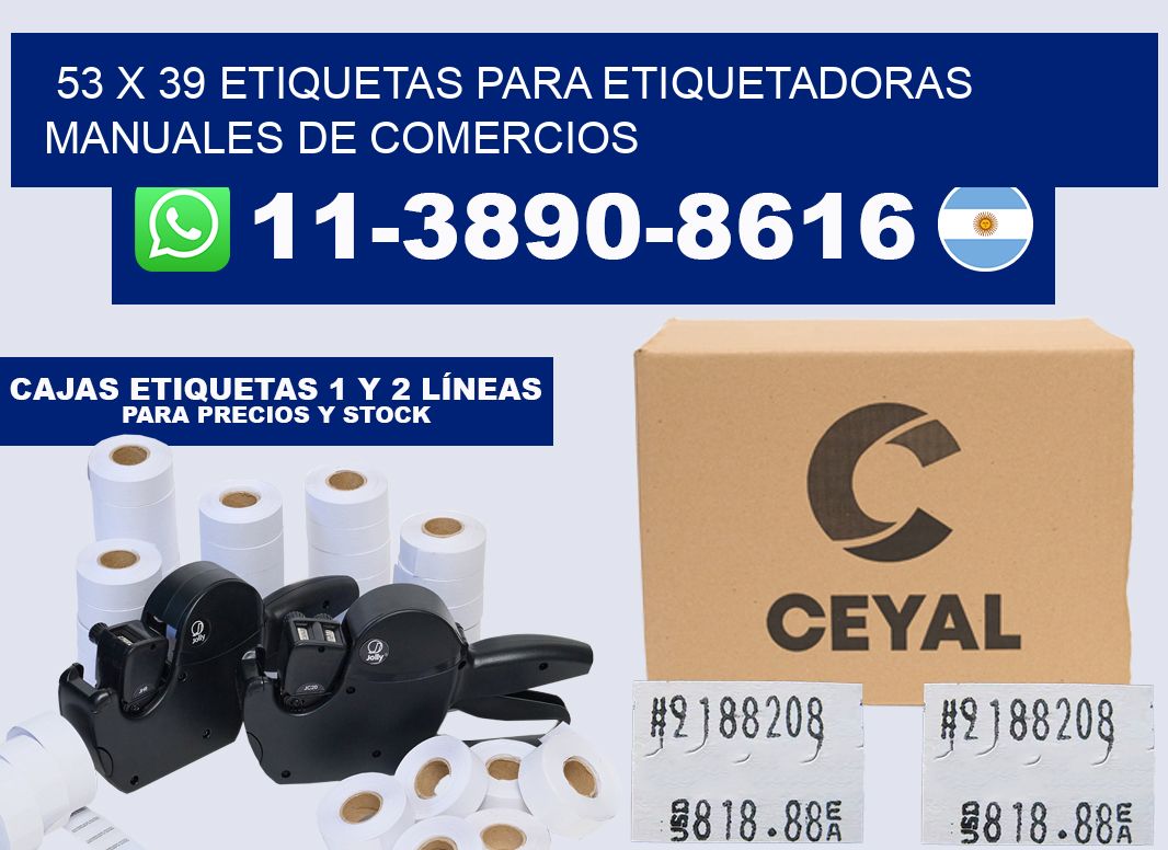 53 x 39 etiquetas para etiquetadoras manuales de comercios