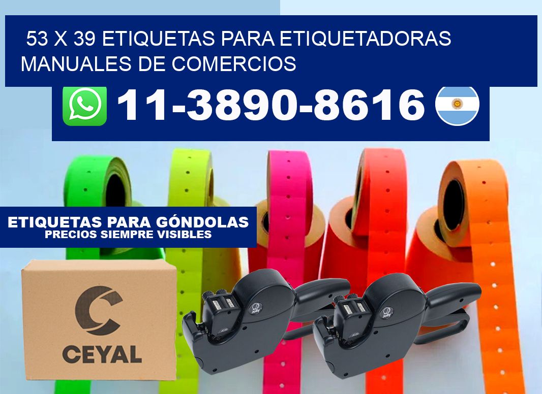 53 x 39 etiquetas para etiquetadoras manuales de comercios