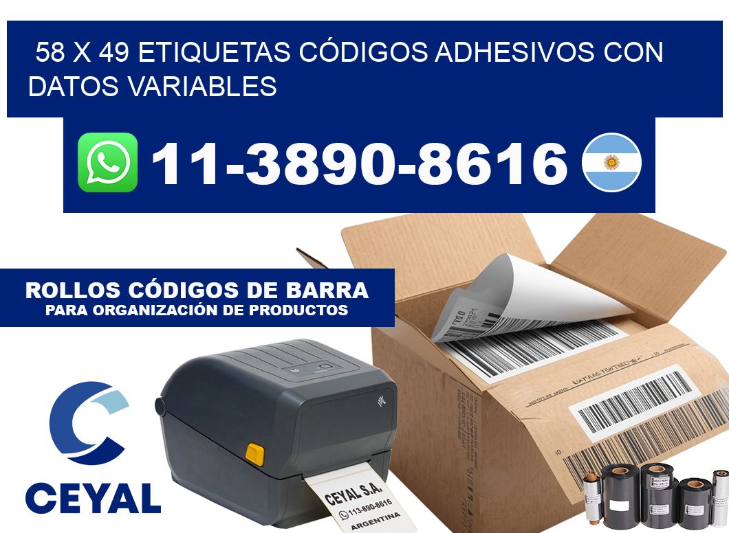 58 x 49 ETIQUETAS CÓDIGOS ADHESIVOS CON DATOS VARIABLES