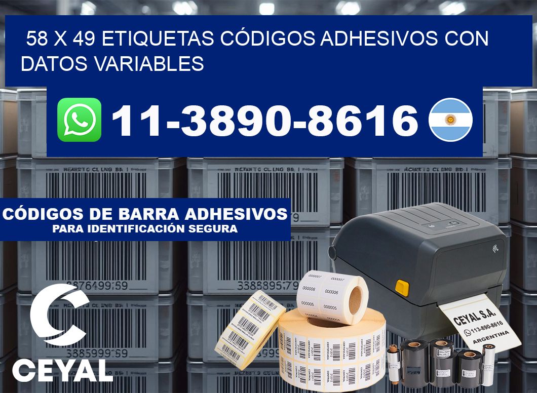 58 x 49 ETIQUETAS CÓDIGOS ADHESIVOS CON DATOS VARIABLES