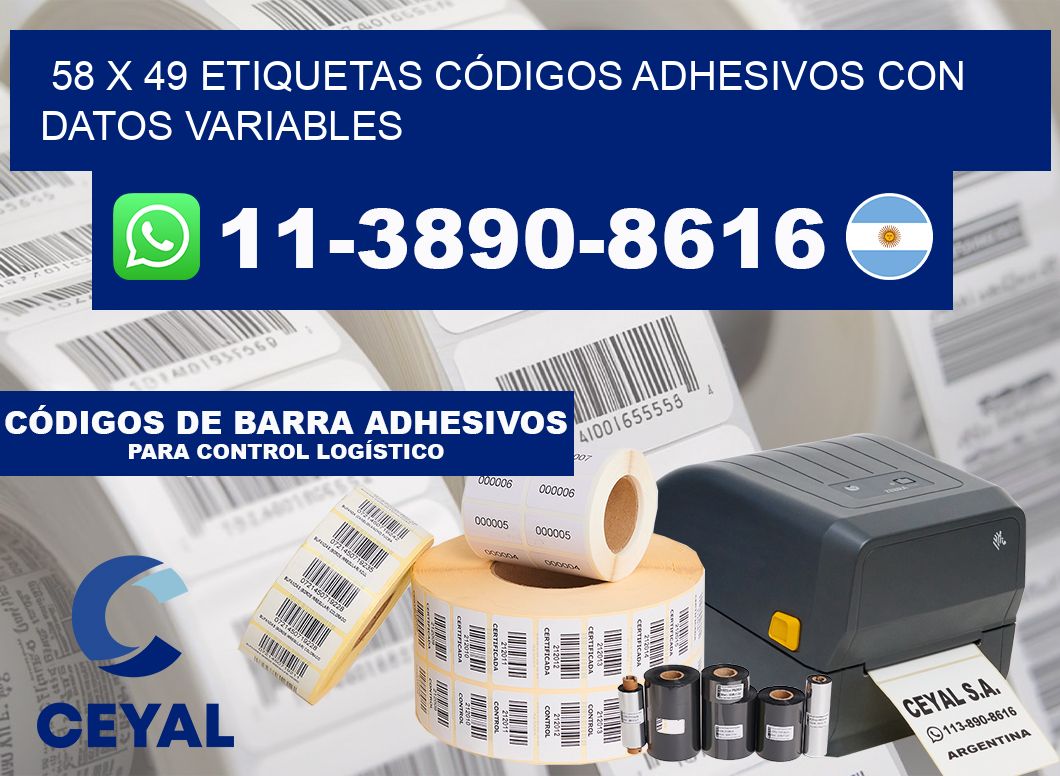 58 x 49 ETIQUETAS CÓDIGOS ADHESIVOS CON DATOS VARIABLES