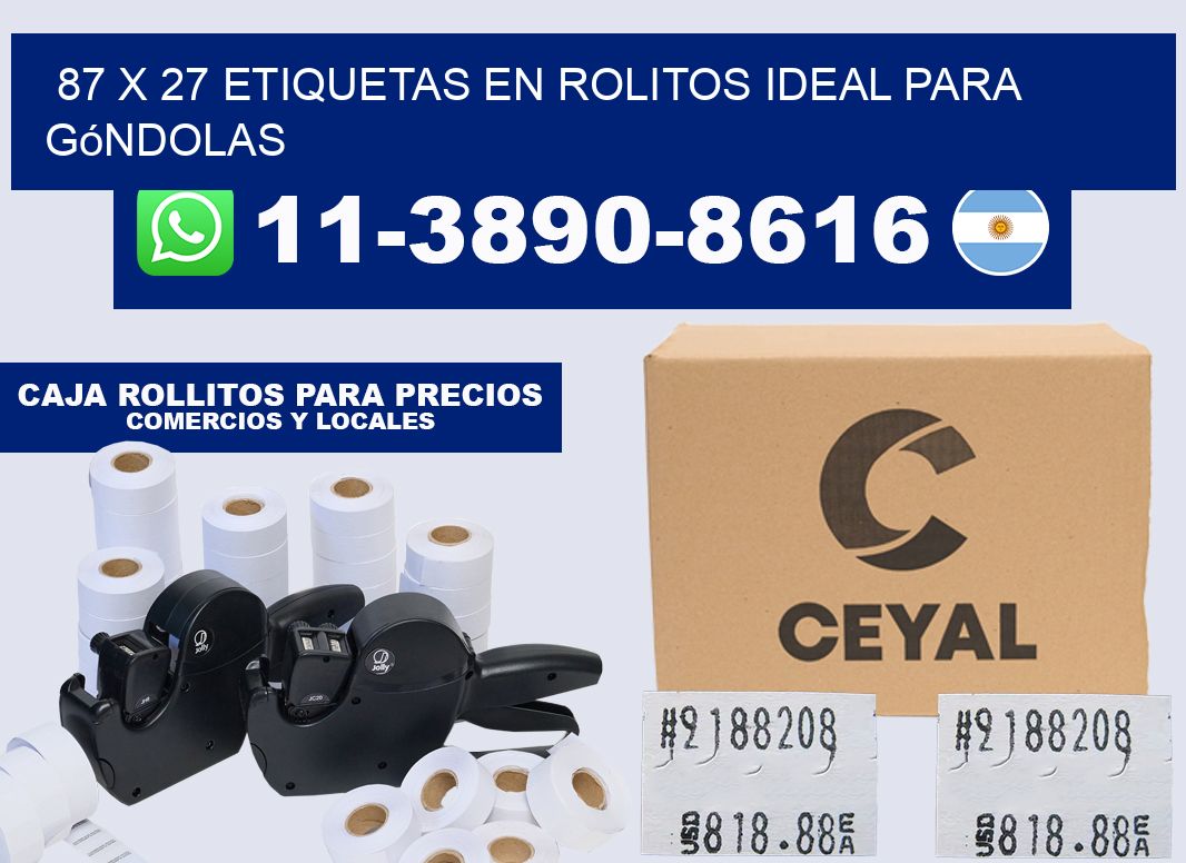 87 x 27 etiquetas en rolitos ideal para góndolas
