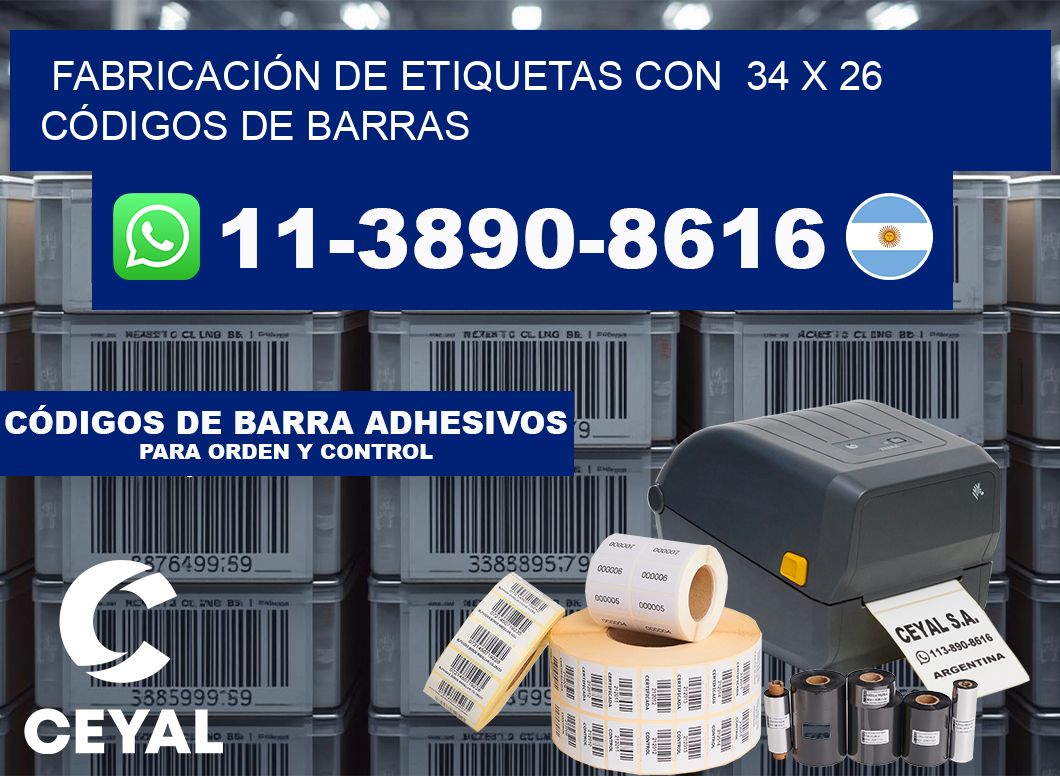 FABRICACIÓN DE ETIQUETAS CON 34 x 26 CÓDIGOS DE BARRAS