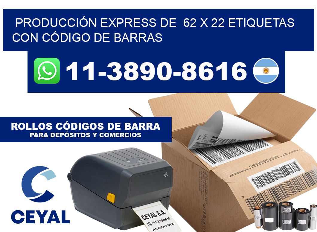 PRODUCCIÓN EXPRESS DE 62 x 22 ETIQUETAS CON CÓDIGO DE BARRAS