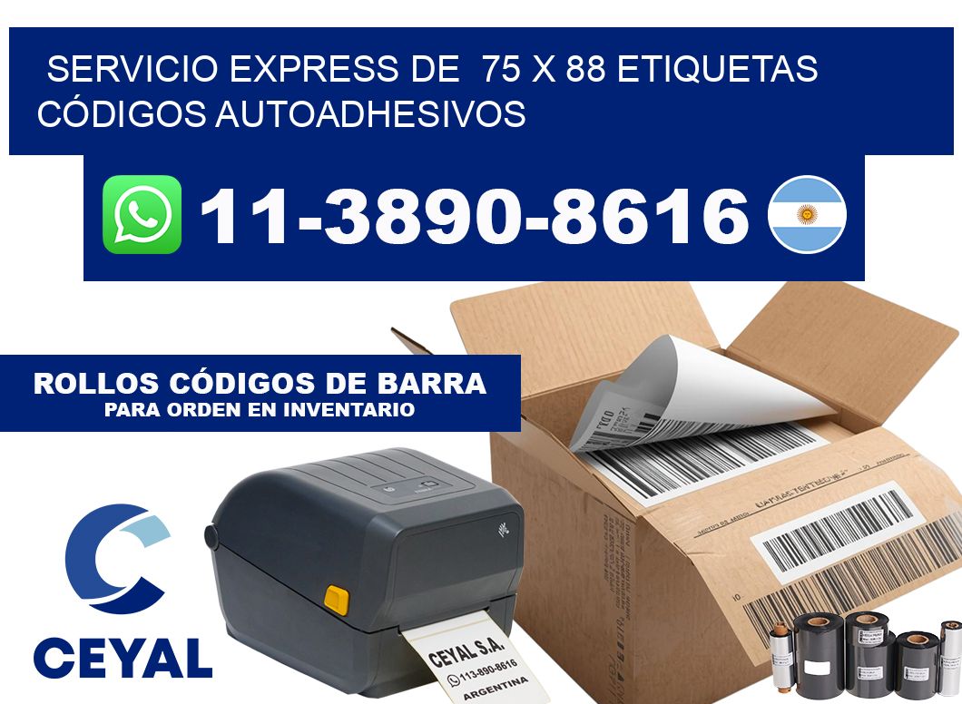 SERVICIO EXPRESS DE 75 x 88 ETIQUETAS CÓDIGOS AUTOADHESIVOS