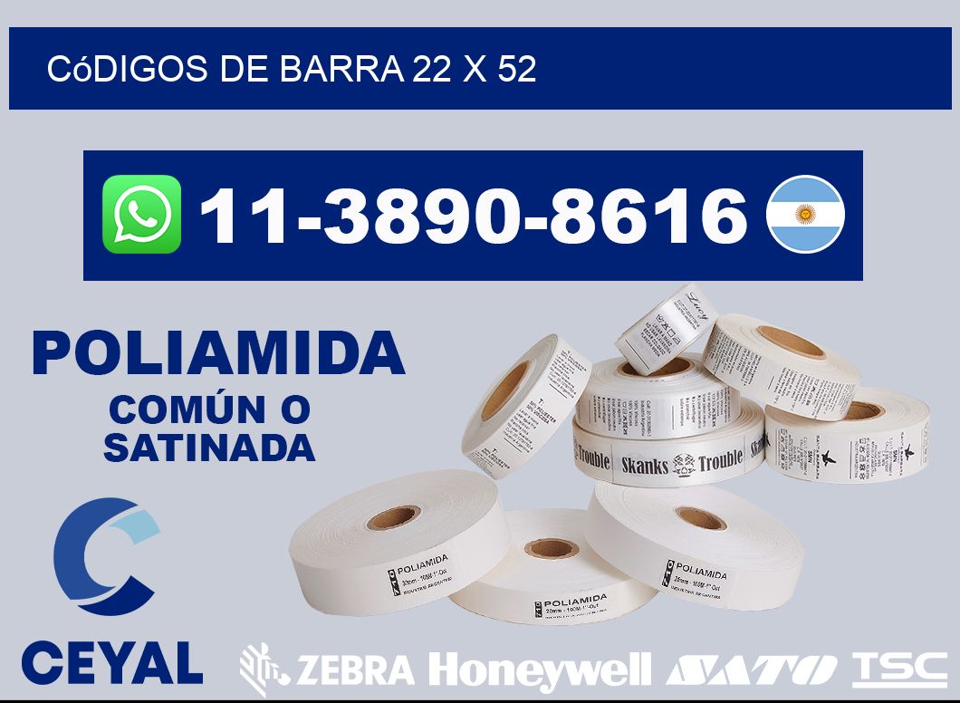 códigos de barra 22 x 52