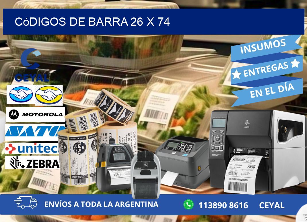 códigos de barra 26 x 74