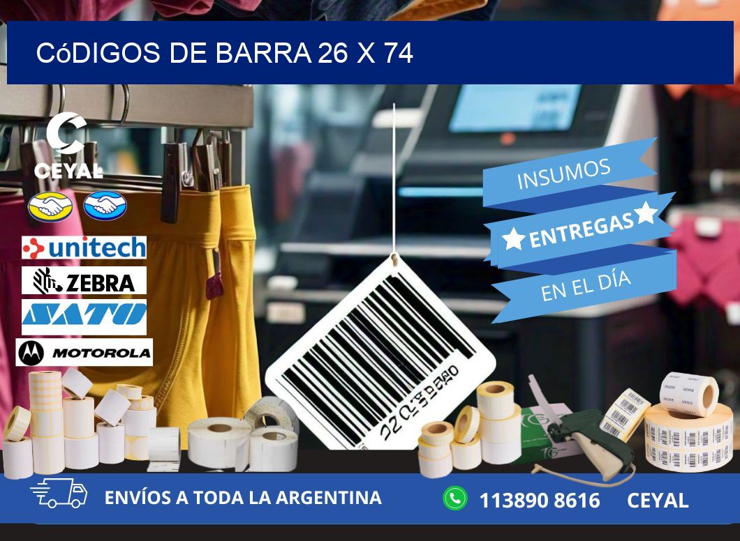 códigos de barra 26 x 74